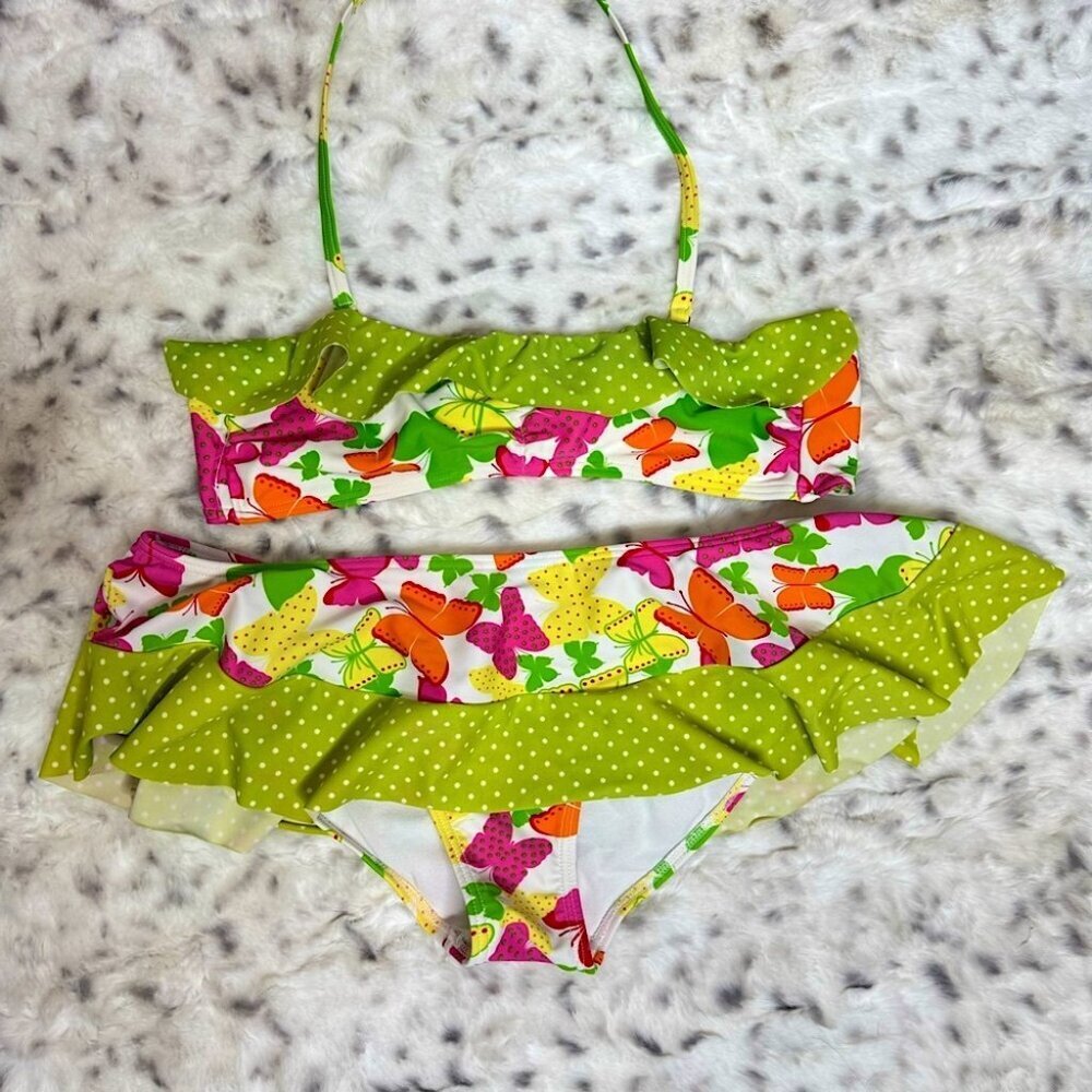 Dkr & co bathing suit 2 piece bikini top and bottom skirt style adjustable top